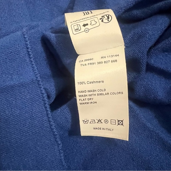 Majestic Filatures 100% Cashmere Short Sleeve Crewneck Sweater T-Shirt Blue 4 LG - Picture 7 of 11